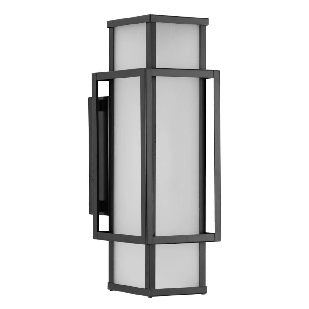 2 Light Matte Black with Etched Seeded Glass Unison Wall Light Fixture 1