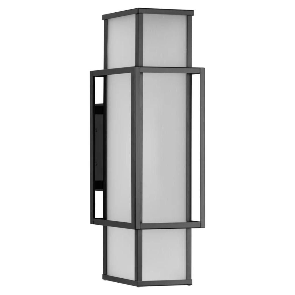 2 Light Matte Black with Etched Seeded Glass Unison Wall Light Fixture 1