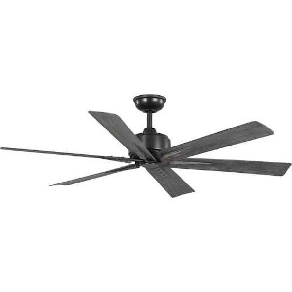 56" Matte Black 6 Distressed Ebony Blade Ceiling Fan 1