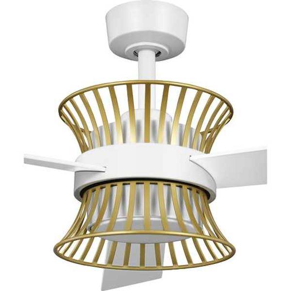 55" White 3 Blade Brushed Gold Accent Indoor Remote Control LED Ceiling Fan 2