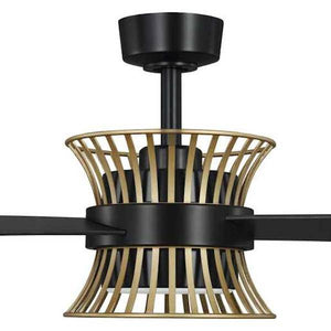 55" Matte Black 3 Blade Rattan Accent Indoor Remote Control LED Ceiling Fan 2