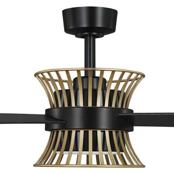 55" Matte Black 3 Blade Rattan Accent Indoor Remote Control LED Ceiling Fan 2