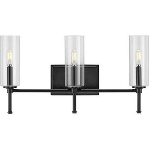 3 Light 120 volt Matte Black Vanity Clear Glass Light Fixture 3