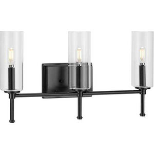 3 Light 120 volt Matte Black Vanity Clear Glass Light Fixture 1