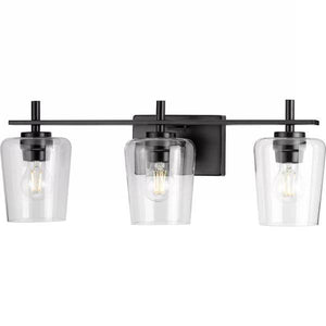 3 Light 120 volt Matte Black Vanity Clear Glass Light Fixture 2