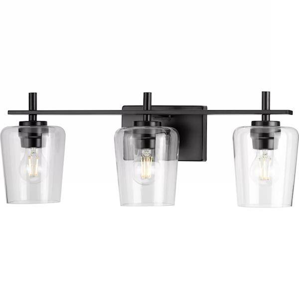 3 Light 120 volt Matte Black Vanity Clear Glass Light Fixture 2