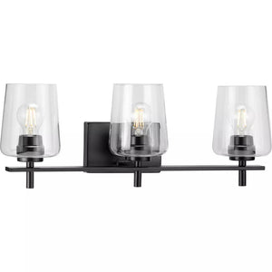 3 Light 120 volt Matte Black Vanity Clear Glass Light Fixture 1