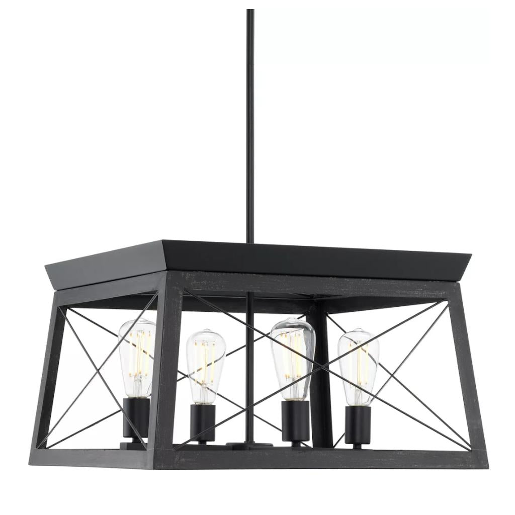 4 Light Black Cerused Black Oak Accent Chandelier Light Fixture 1