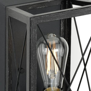 1 Light Textured Black/Black Oak Accents Sconce Light Fixture 2