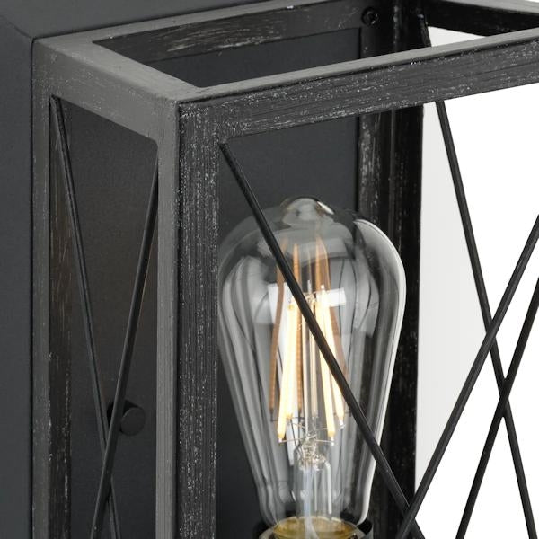1 Light Textured Black/Black Oak Accents Sconce Light Fixture 2