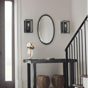 1 Light Textured Black/Black Oak Accents Sconce Light Fixture 4