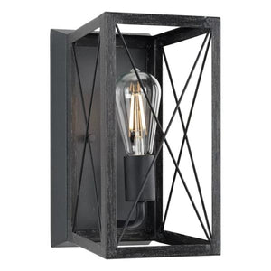 1 Light Textured Black/Black Oak Accents Sconce Light Fixture 1