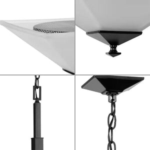 2 Light Matte Black Etched Glass Shade Pendant Light Fixture 2