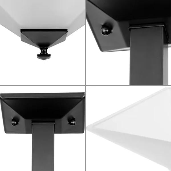 2 Light 120 volt Matte Black Etched Opal Glass Semi-Flush Light Fixture 2