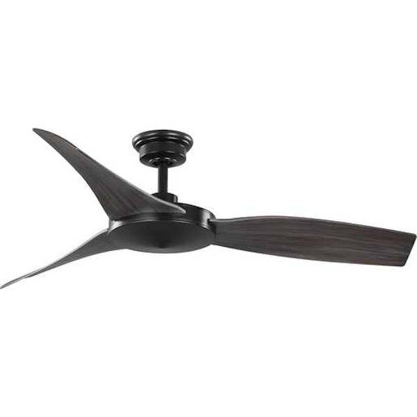54" Matte Black 3 Antique Black Blade Remote Control Indoor/Outdoor Ceiling Fan 1