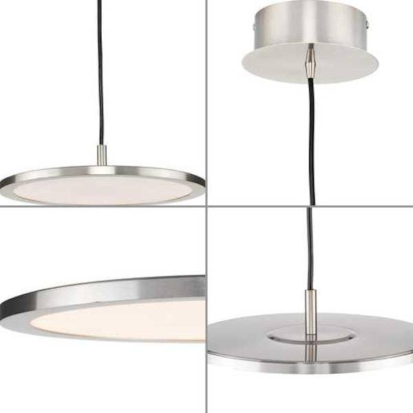1 Light 20 watt 3000K Natural White Brushed Nickel Dimmable LED Pendant Light Fixture 3