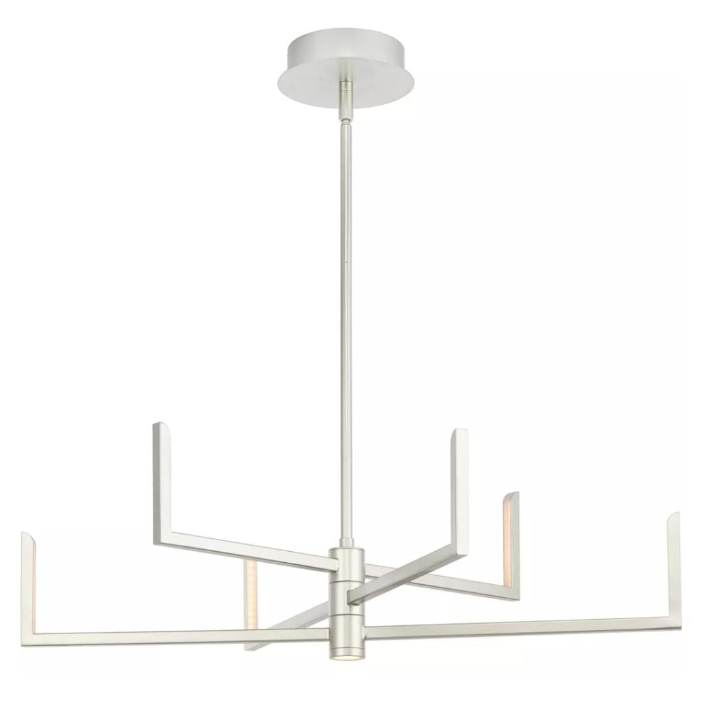 6 Light 25 watt 3000K Natural White Brushed Nickel Dimmable LED Chandelier 1