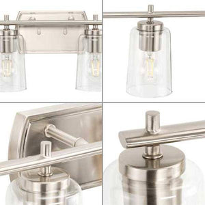 6 Light 120 volt Brushed Nickel Vanity Clear Glass Light Fixture 2
