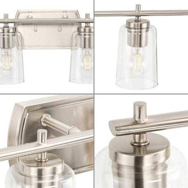 6 Light 120 volt Brushed Nickel Vanity Clear Glass Light Fixture 2