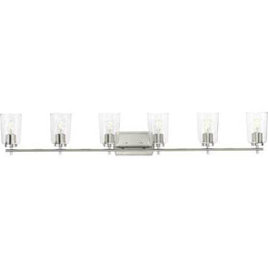 6 Light 120 volt Brushed Nickel Vanity Clear Glass Light Fixture 3