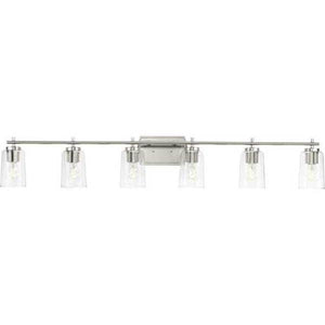 6 Light 120 volt Brushed Nickel Vanity Clear Glass Light Fixture 1