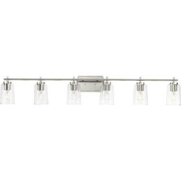 6 Light 120 volt Brushed Nickel Vanity Clear Glass Light Fixture 1