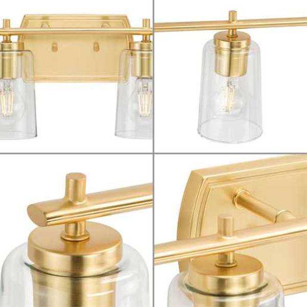 6 Light 120 volt Satin Brass Vanity Clear Glass Light Fixture 2