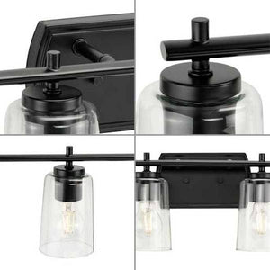 6 Light 120 volt Matte Black Vanity Clear Glass Light Fixture 2