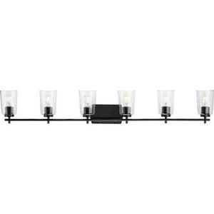 6 Light 120 volt Matte Black Vanity Clear Glass Light Fixture 3