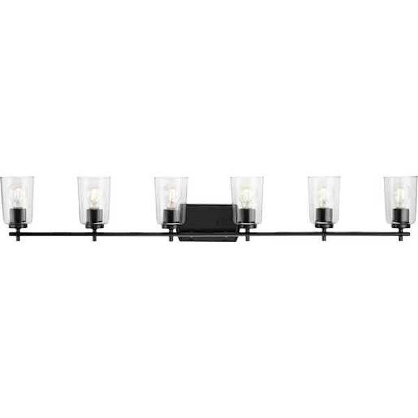 6 Light 120 volt Matte Black Vanity Clear Glass Light Fixture 3
