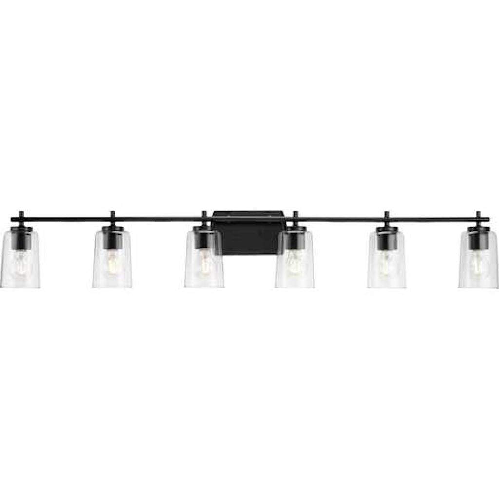 6 Light 120 volt Matte Black Vanity Clear Glass Light Fixture 1