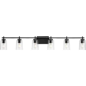 6 Light 120 volt Matte Black Vanity Clear Glass Light Fixture 1