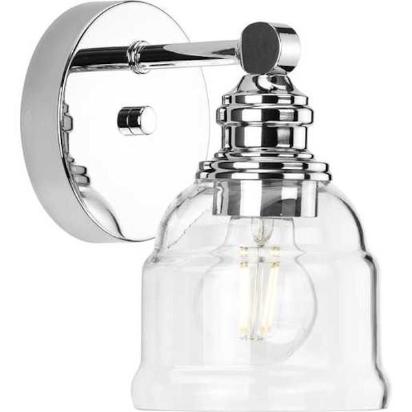1 Light 120 volt Polished Chrome Vanity Clear Glass Light Fixture 1