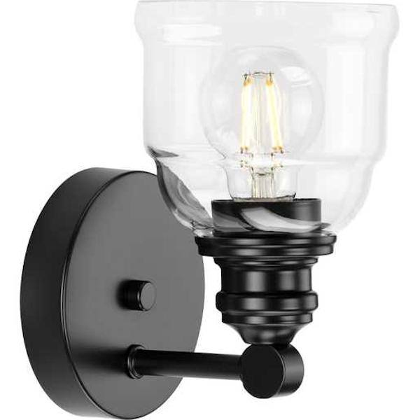1 Light 120 volt Matte Black Vanity Clear Glass Light Fixture 3
