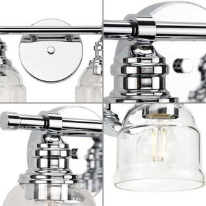 2 Light 120 volt Polished Chrome Vanity Clear Glass Light Fixture 2