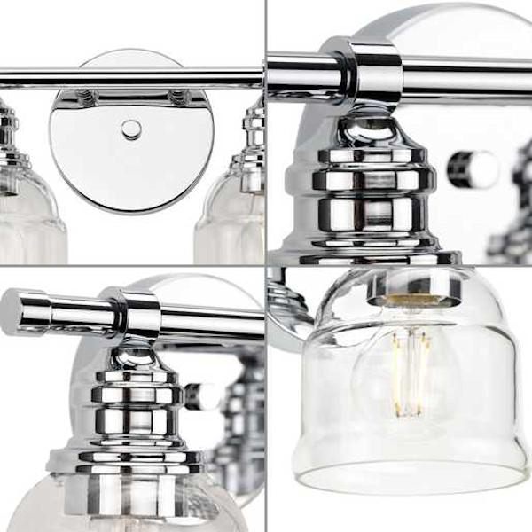 2 Light 120 volt Polished Chrome Vanity Clear Glass Light Fixture 2
