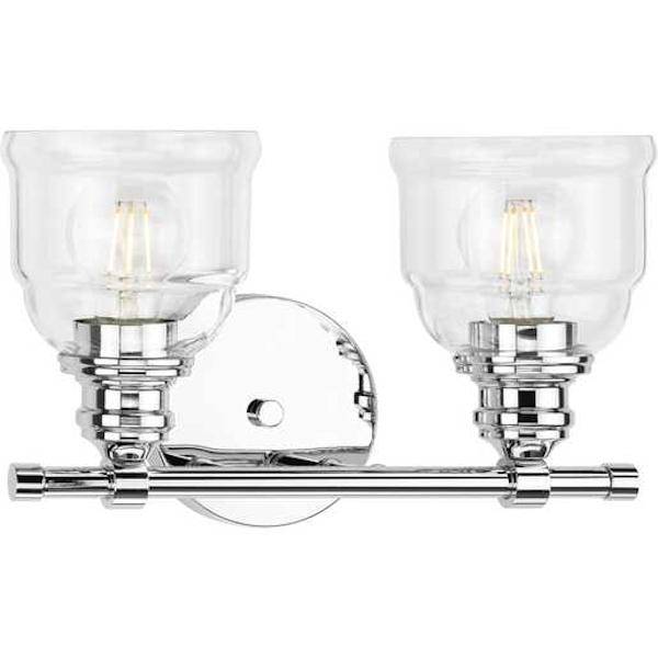2 Light 120 volt Polished Chrome Vanity Clear Glass Light Fixture 3
