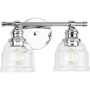 2 Light 120 volt Polished Chrome Vanity Clear Glass Light Fixture 1
