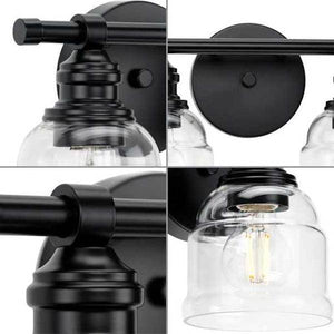 2 Light 120 volt Matte Black Vanity Clear Glass Light Fixture 2