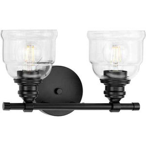 2 Light 120 volt Matte Black Vanity Clear Glass Light Fixture 3