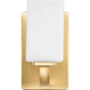 1 Light 120 volt Satin Brass Vanity Opal Glass Light Fixture 2