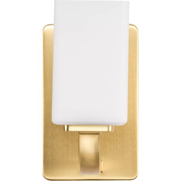 1 Light 120 volt Satin Brass Vanity Opal Glass Light Fixture 2