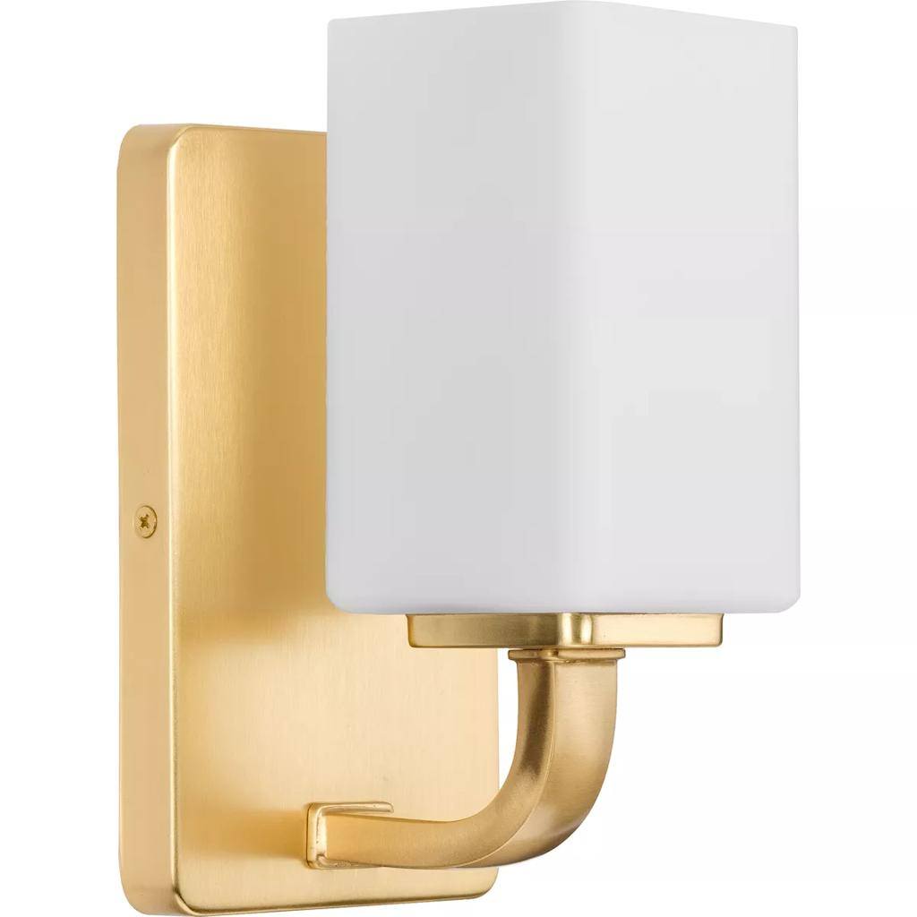 1 Light 120 volt Satin Brass Vanity Opal Glass Light Fixture 1