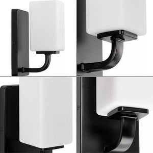 1 Light 120 volt Matte Black Vanity Opal Glass Light Fixture 2