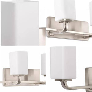 4 Light 120 volt Brushed Nickel Vanity Opal Glass Light Fixture 2