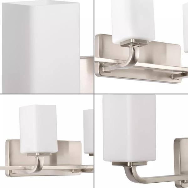 4 Light 120 volt Brushed Nickel Vanity Opal Glass Light Fixture 2
