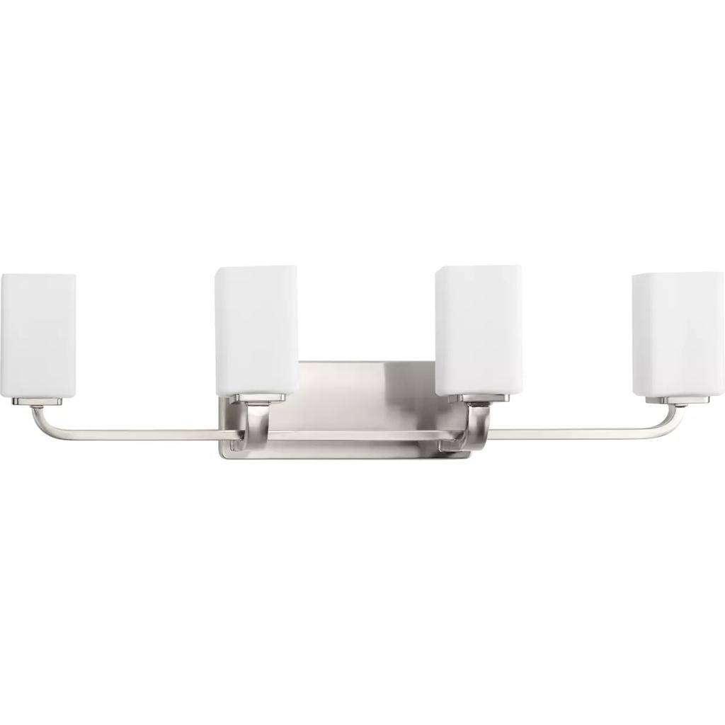 4 Light 120 volt Brushed Nickel Vanity Opal Glass Light Fixture 1
