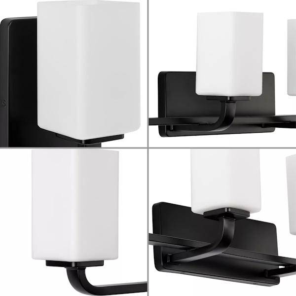 4 Light 120 volt Matte Black Vanity Opal Glass Light Fixture 2