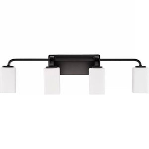 4 Light 120 volt Matte Black Vanity Opal Glass Light Fixture 3