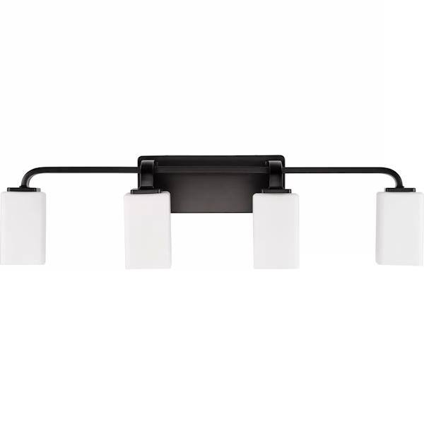 4 Light 120 volt Matte Black Vanity Opal Glass Light Fixture 3